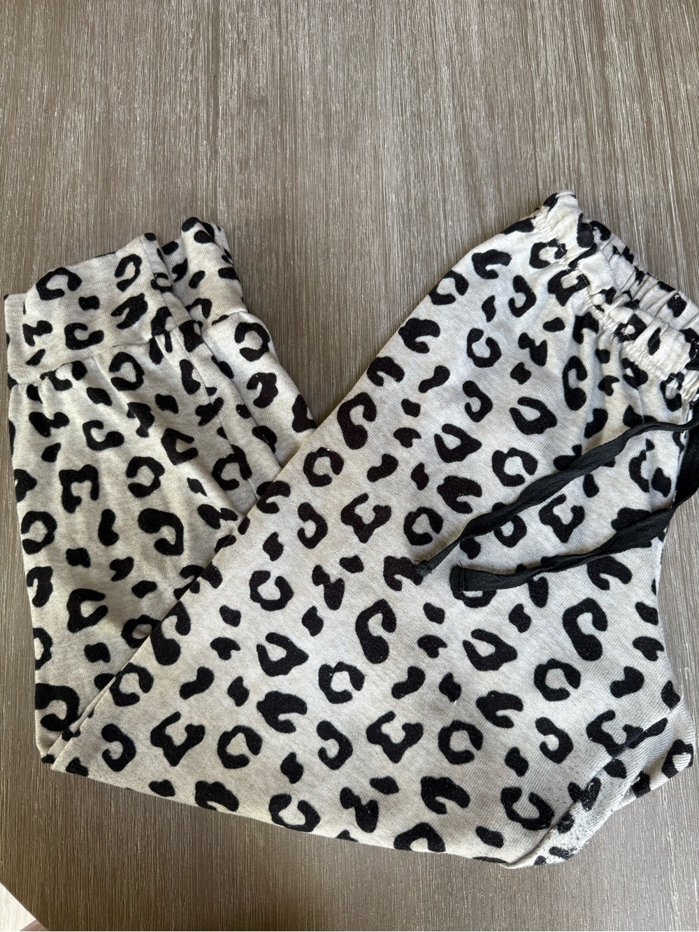 Women’s Leopard Print Jogger Pants Pajamas- Black on White